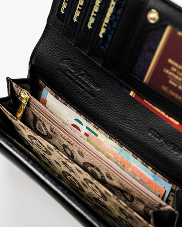 Damen Geldbörse aus Leder mit Klappe und Druckknopf – Peterson