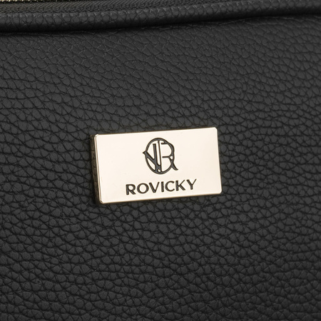 Schwarze, praktische Kosmetiktasche aus Öko-Leder mit Reißverschluss – Rovicky