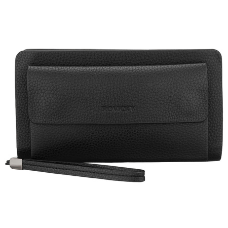 Herren-Handgelenktasche aus Öko-Leder in Schwarz – Rovicky