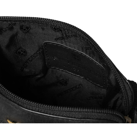 Schwarze Herren‑Umhängetasche aus echtem Leder, einkammerig, mit Reißverschluss – Peterson