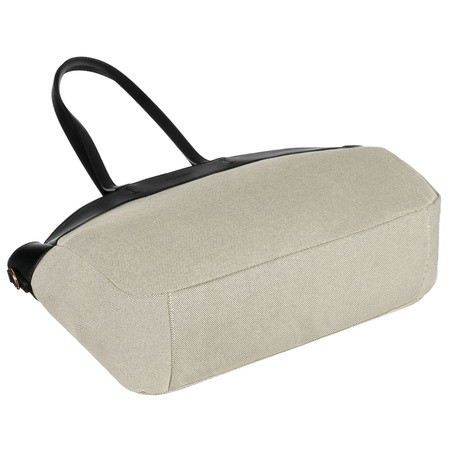 Städtische Damen Tasche aus Echtleder und Polyamidfaser in Beige-Schwarz – Peterson