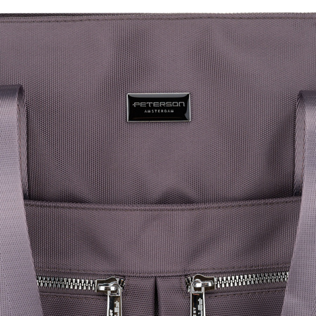 Damen-Shopper mit einem Fach aus Polyester in Grau, ausgestattet mit einem abnehmbaren, verstellbaren Gürtel – Peterson