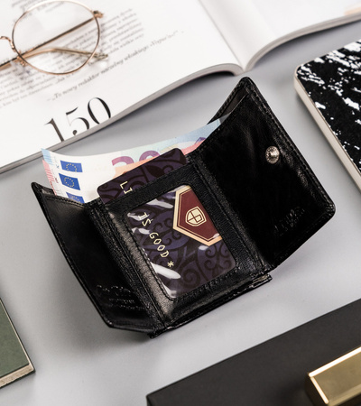 Kleine Damen Geldbörse aus Leder mit Druckknopf und Bügelverschluss – Peterson