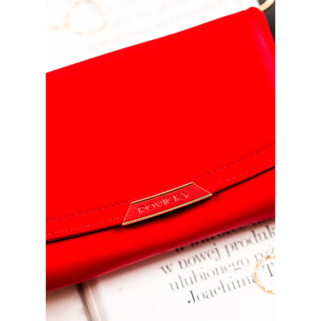 Roter Damen-Geldbörse Mittelgroß aus Öko-Leder mit Druckknopf - Rovicky