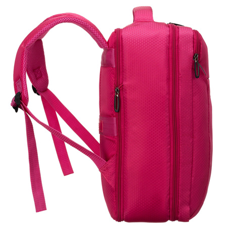Rosa Reise-Rucksack aus Polyester mit einem Gurt zur Befestigung am Koffer – Peterson