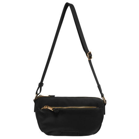 Schwarze Damen Umhängetasche aus Nylon mit Außentasche – Peterson