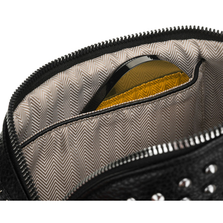 Stilvolle schwarze Damen-Gürteltasche aus Öko-Leder – Peterson