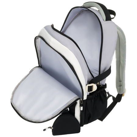 Schwarz-weißer Schulrucksack aus Polyester mit einer praktischen zusätzlichen Tasche – Peterson