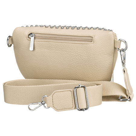 Beige Damen-Gürteltasche aus Öko-Leder, verziert mit Nieten – Peterson