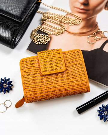 Damen Geldbörse aus Leder mit Druckknopfverschluss – Rovicky