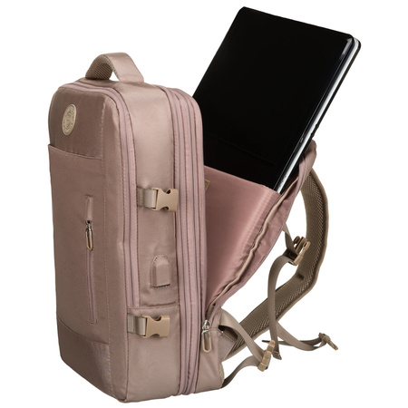 Beiger Reise-Rucksack aus Cordura mit USB-Anschluss – Peterson