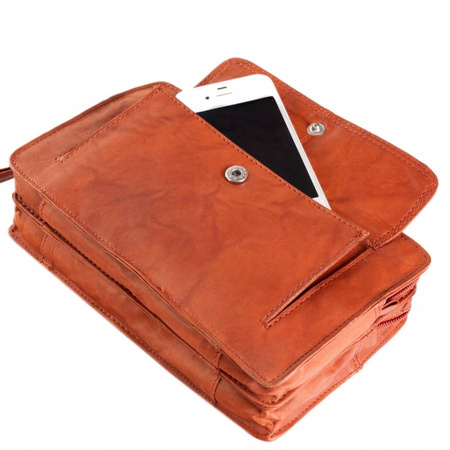 Zweifach unterteilte Herren Handgelenktasche aus Echtleder