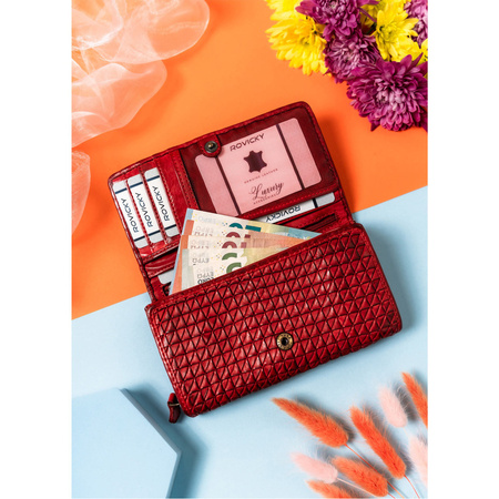 Rote Damen Geldbörse mit geometrischer Prägung – Rovicky