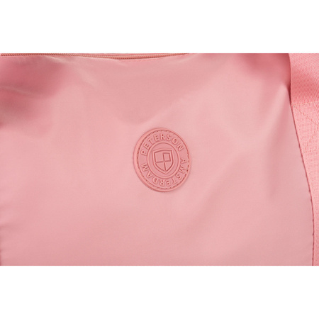 Rosafarbene Wochenendtasche aus strapazierfähigem Polyester, aufgehängt an bequemen Griffen - Peterson