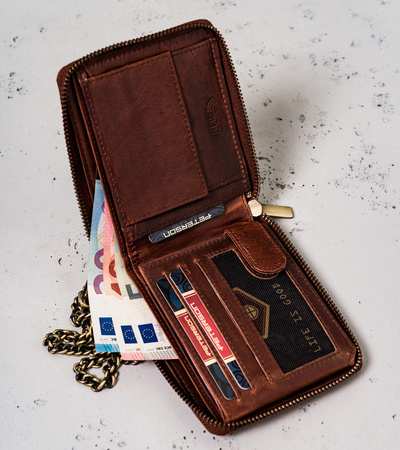 Große Herren Geldbörse aus Leder mit Kette – Peterson