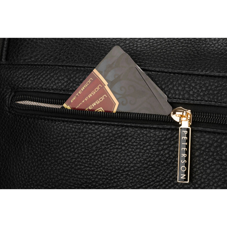 Schwarze Damen-Gürteltasche aus Öko-Leder mit Rücktasche – Peterson