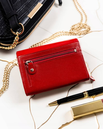 Geschenkset: große Damen Geldbörse und Schlüsselanhänger aus Leder – Peterson