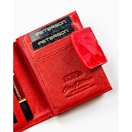 Kleine, rote Damen-Geldbörse aus Leder mit Bügelverschluss und Druckknopf - Peterson