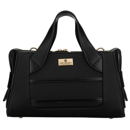 Elegante, schwarze Damen-Handtasche aus synthetischem Material, mit Reißverschluss – Peterson