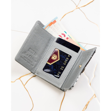 Kleine Damen-Geldbörse aus Naturleder in dominierendem Schwarz – Peterson