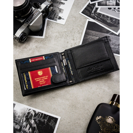 Klassische, schwarze Herren Geldbörse aus Leder – Peterson