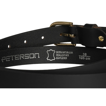 Eleganter Damen Gürtel aus echtem Leder in Schwarz mit klassischer goldener Schnalle - Peterson