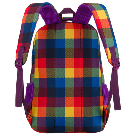 Schulrucksack mit Karomuster aus Polyester, anpassbaren Schultergurten - Peterson