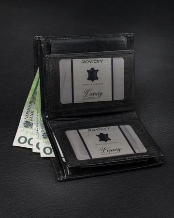 Vertikale Herren Geldbörse aus glänzendem Echtleder ohne Verschluss – Rovicky
