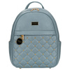 Modischer blauer Damen Rucksack mit Steppung, goldenen Nieten und Anhänger aus Öko-Leder – Peterson