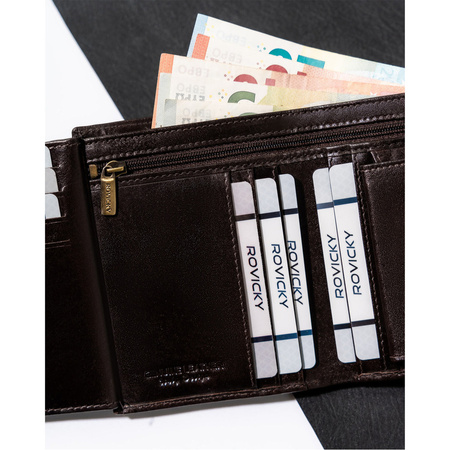 Herren Geldbörse für Dokumente mit RFID in Braun – Rovicky