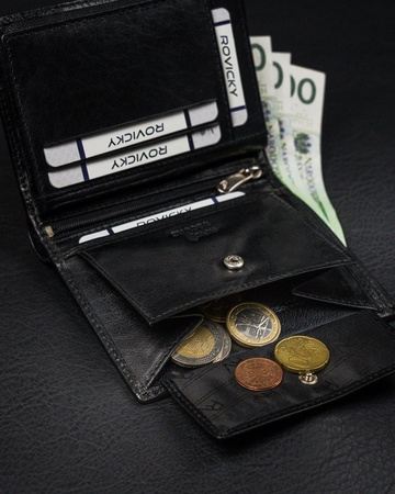 Vertikale Herren Geldbörse aus glänzendem Echtleder ohne Verschluss – Rovicky