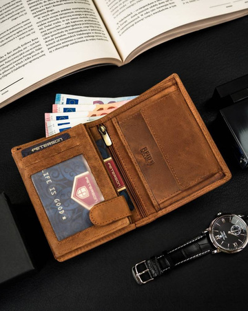 Herren Geldbörse ohne Verschluss aus Nubukleder – Peterson