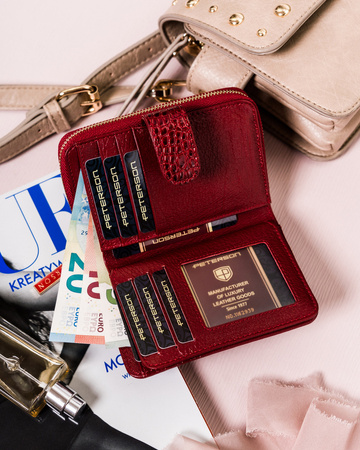 Damen Geldbörse aus Leder mit Druckknopf – Peterson