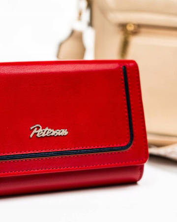 Große Damen Geldbörse aus Leder mit Druckknopf und Reißverschluss – Peterson