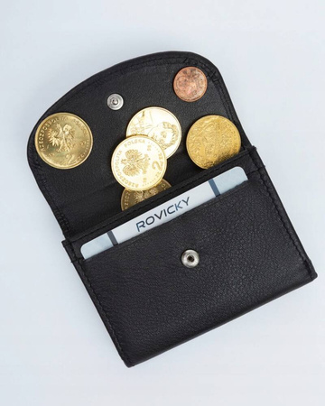 Elegante, kleine Damen-Geldbörse mit Druckknopf aus Leder – Rovicky