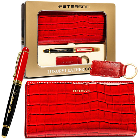 Damen Geschenkset mit Geldbörse im Croco-Look – Peterson