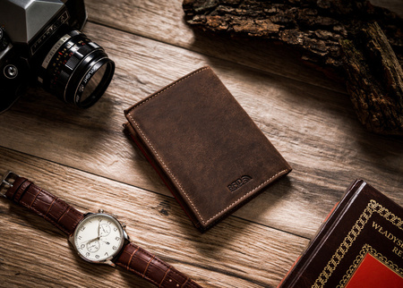 Herren Geldbörse Hochformat, Schwarz, Echtleder – Peterson