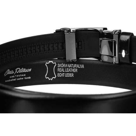 Gürtel aus Leder, schwarz, Herren, mit automatischer Schnalle – Peterson