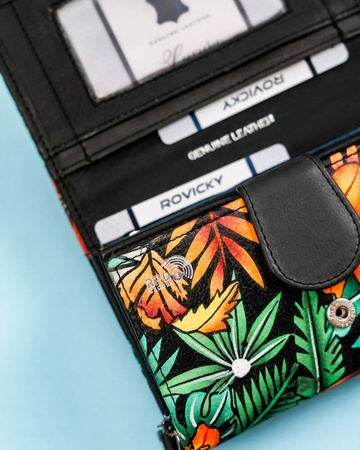 Geräumige Damen Geldbörse aus Leder mit Druckknopf – Rovicky