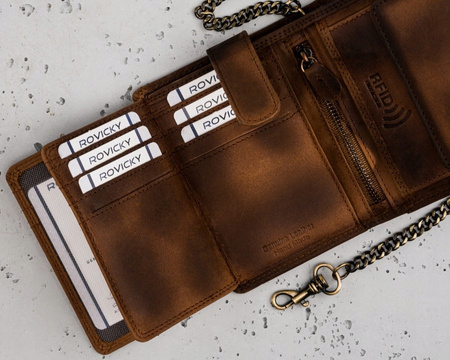 Große Herren Geldbörse aus Leder mit Kette