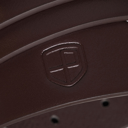 Dunkelbrauner, schmaler Damen-Gürtel aus Öko-Leder mit silberner Schnalle - Peterson