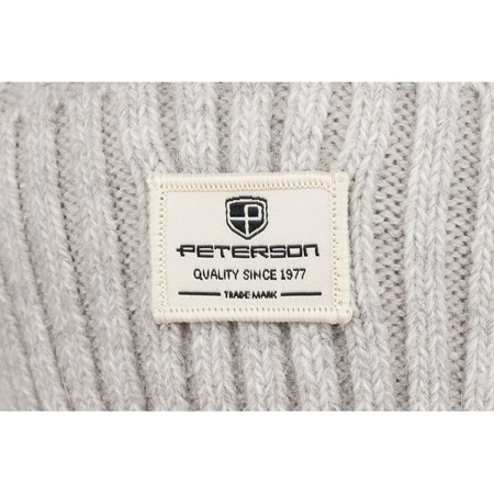 Graue Damen Mütze mit Bommel für den Winter – Peterson