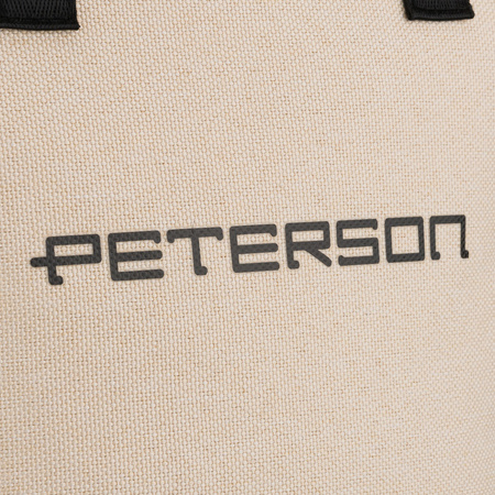 Beige-schwarze Kosmetiktasche aus synthetischem Gewebe, ausgestattet mit Griffen, mit Reißverschluss zu schließen - Peterson