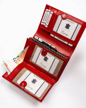 Große Damen Geldbörse aus Leder mit Druckknopf – Rovicky