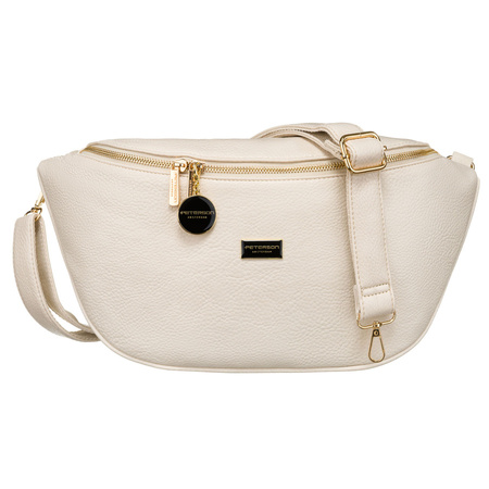 Modische beige Damen Gürteltasche für Hüfte oder Crossbody aus Öko-Leder – Peterson