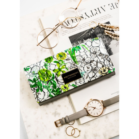 Horizontale, große Damen Geldbörse mit Blumenmuster und Innenreißverschlussfach – Peterson