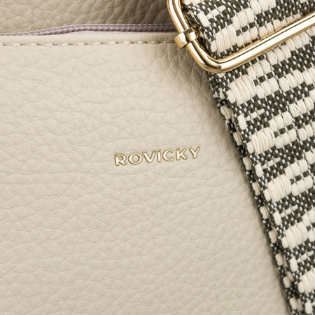 Damen-Umhängetasche aus beigem Öko-Leder mit Reißverschluss – Rovicky