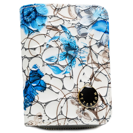 Praktische Damen Geldbörse aus blauem Echtleder mit RFID, Druckknopf und Reißverschluss – Peterson