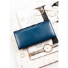 Große, horizontale Damen-Geldbörse aus echtem und Öko-Leder in Marineblau – Peterson
