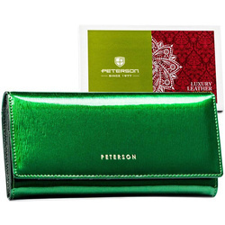 Klassische Damen Geldbörse aus grünem Lackleder als Geschenk – Peterson